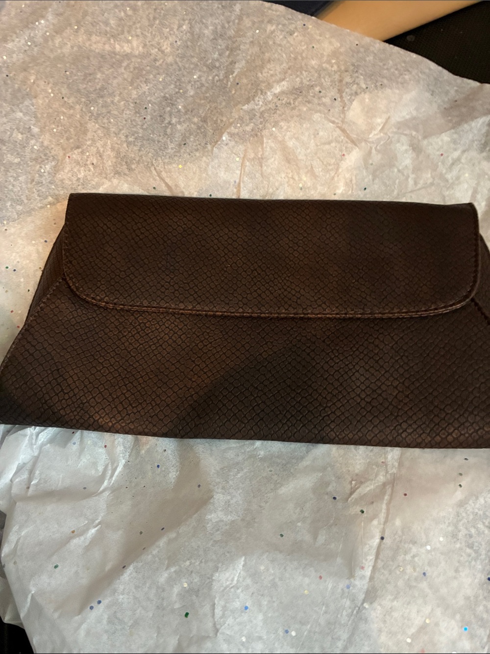 Textured Brown Envelope Clutch